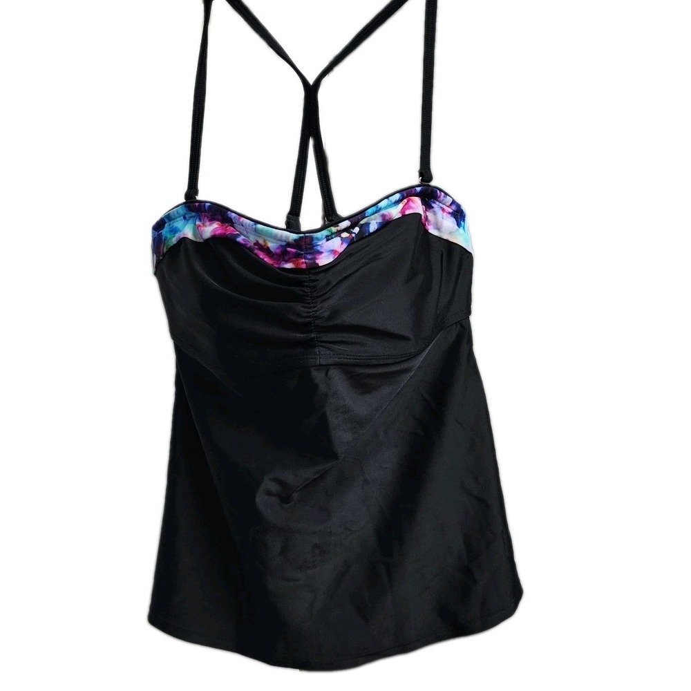 NWT Athleta Size 34 B/C Black Floral Fade Bandeau Tankini Swim Top MSRP $84